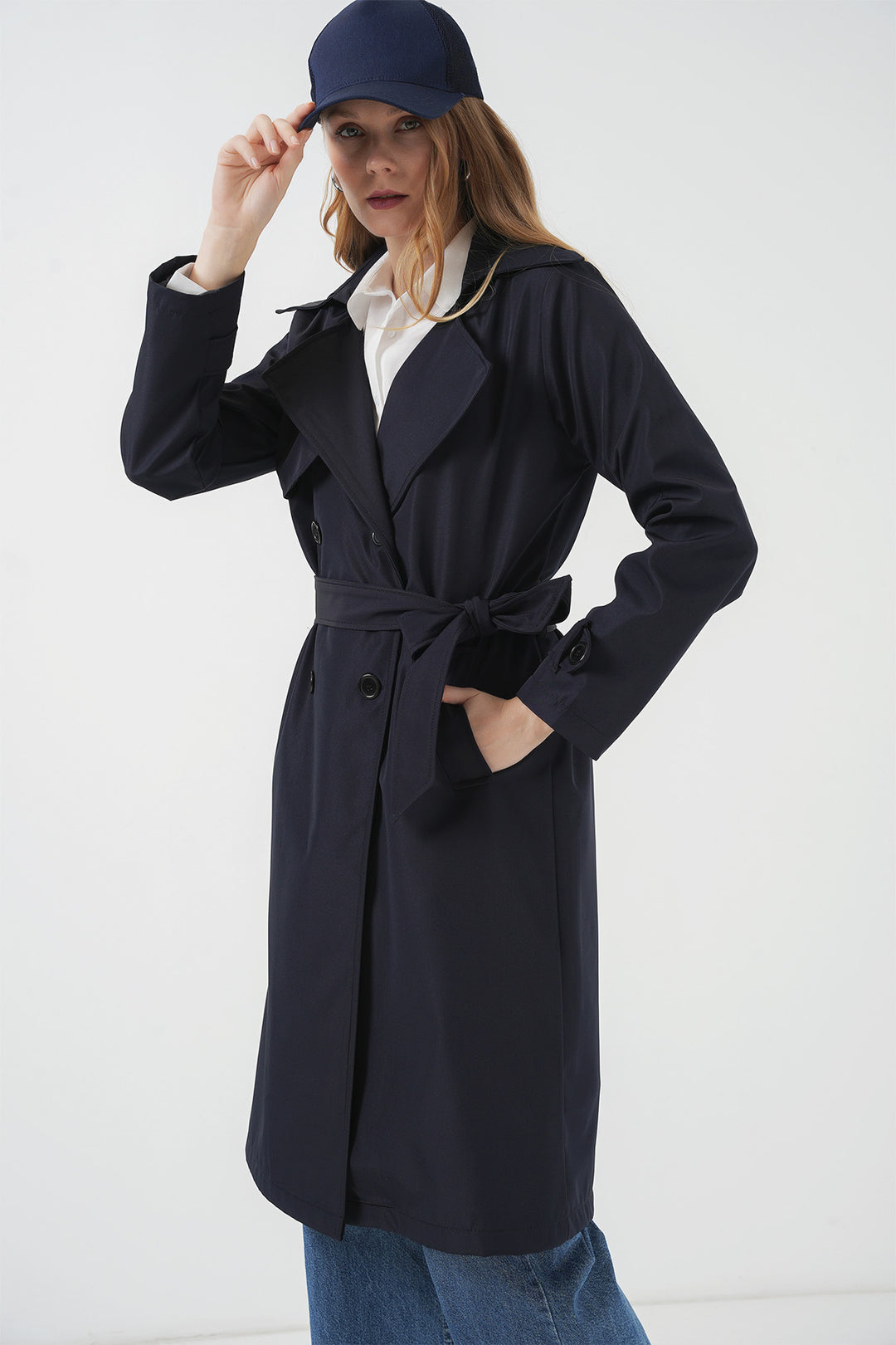 Bigdart 5918 Veste trench croisée - Bleu marine
