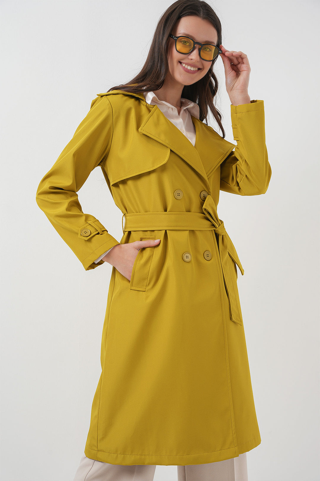 Bigdart Trench-coat à col croisé 5918 - yağ Vert