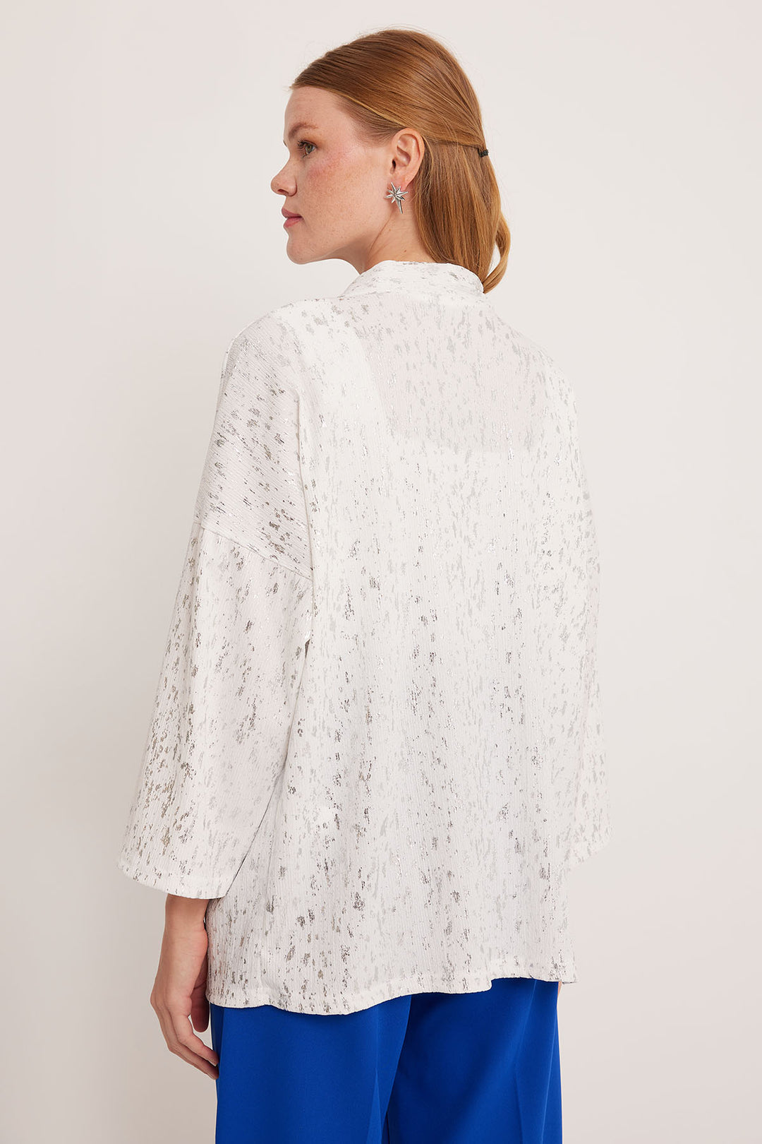 Bigdart Kimono tricoté avec détails en argent pour femme 5925 - Argent