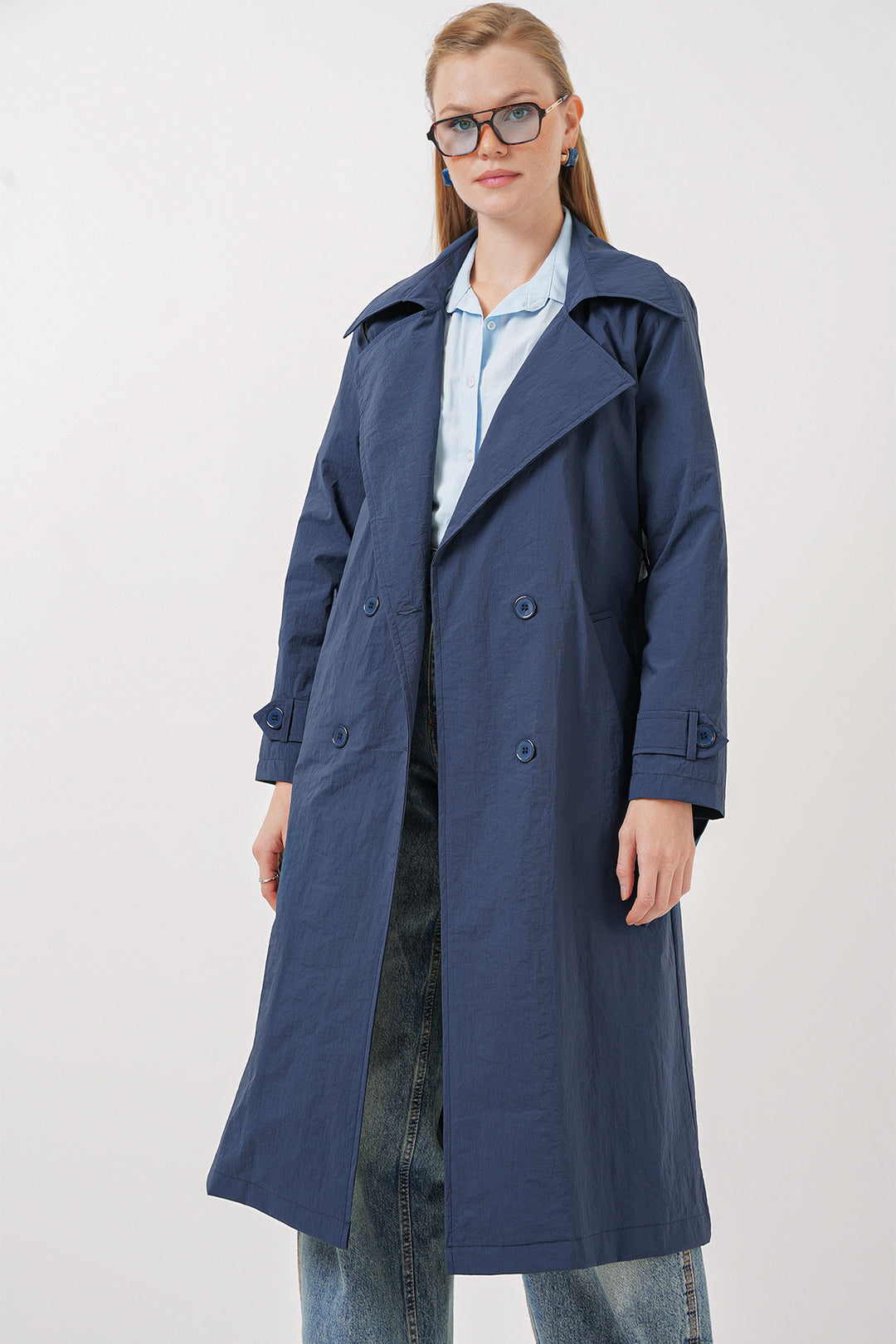 Bigdart Trench-coat à col croisé 5938 - Bleu marine