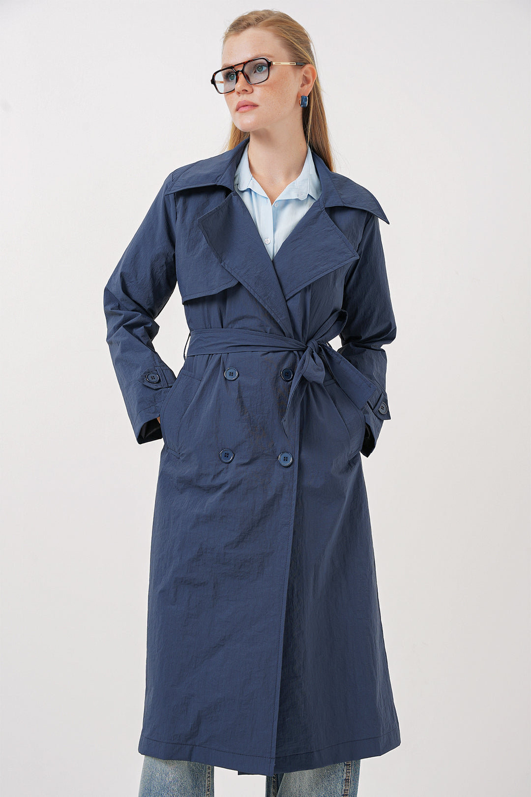 Bigdart Trench-coat à col croisé 5938 - Bleu marine
