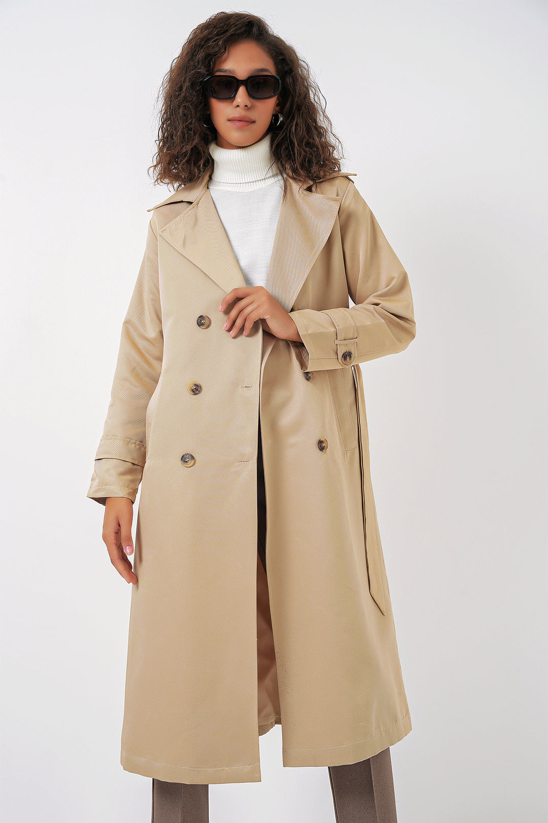 Bigdart 5940 Manteau long croisé pour femmes - Beige