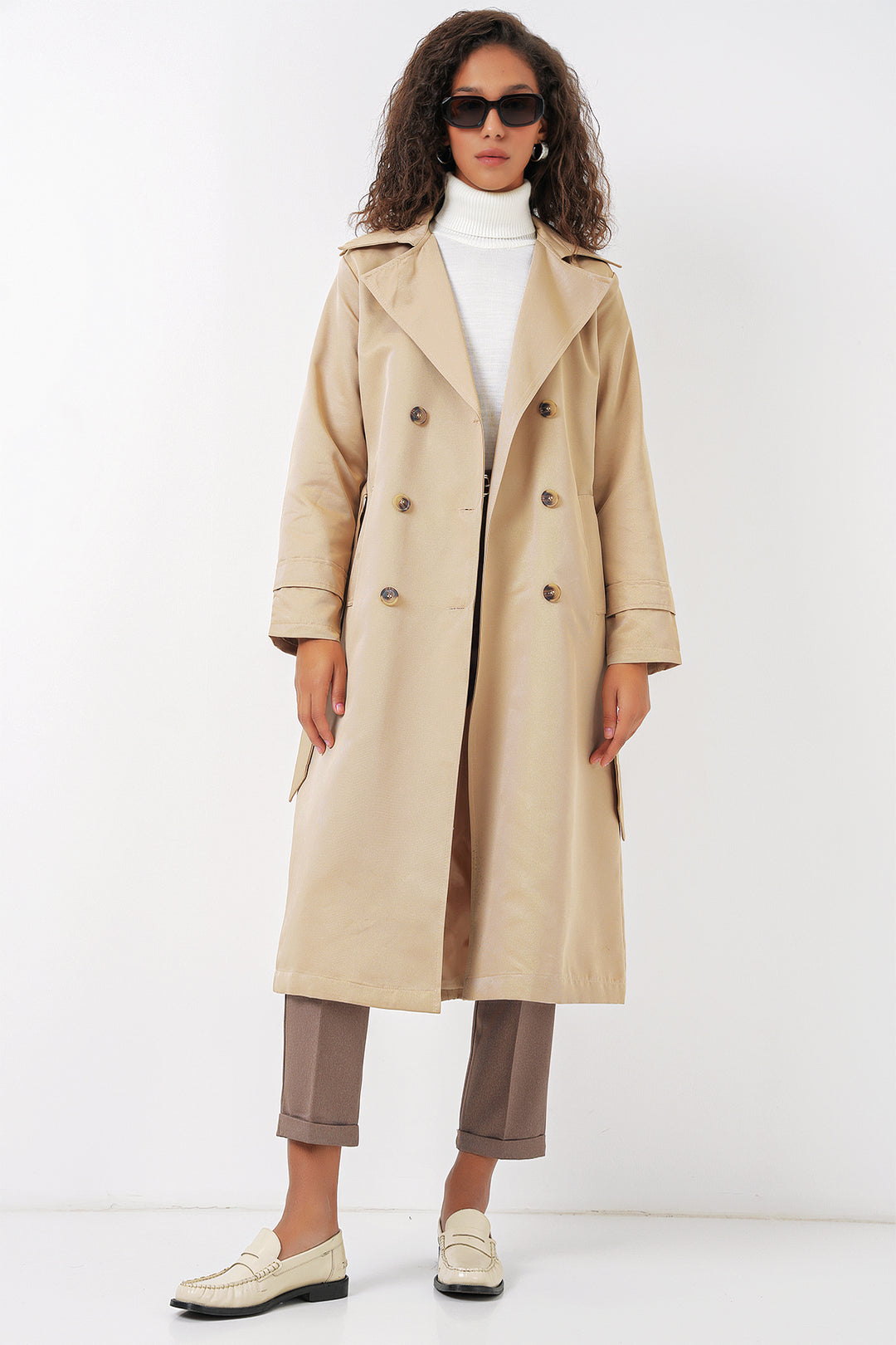 Bigdart 5940 Manteau long croisé pour femmes - Beige