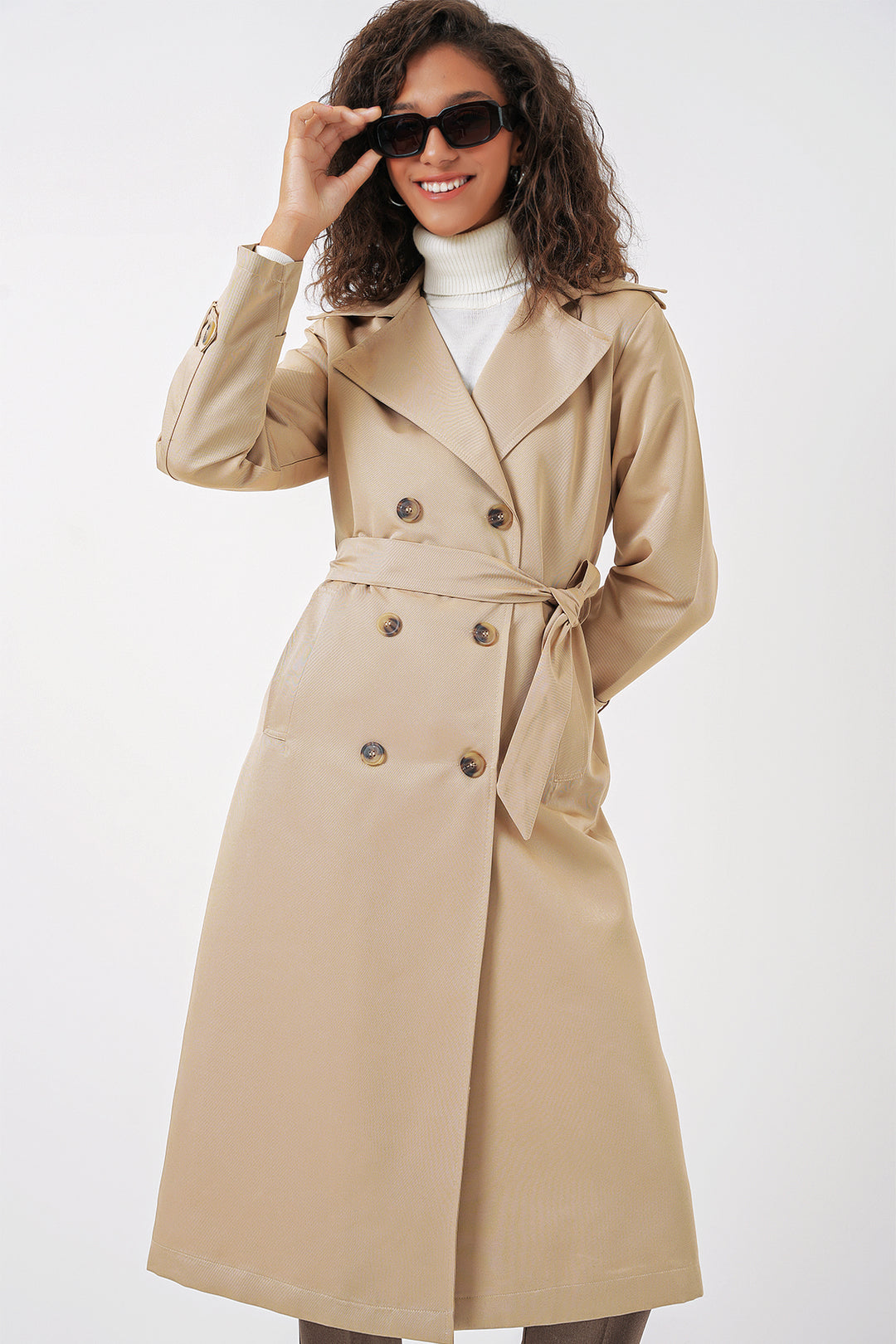 Bigdart 5940 Manteau long croisé pour femmes - Beige