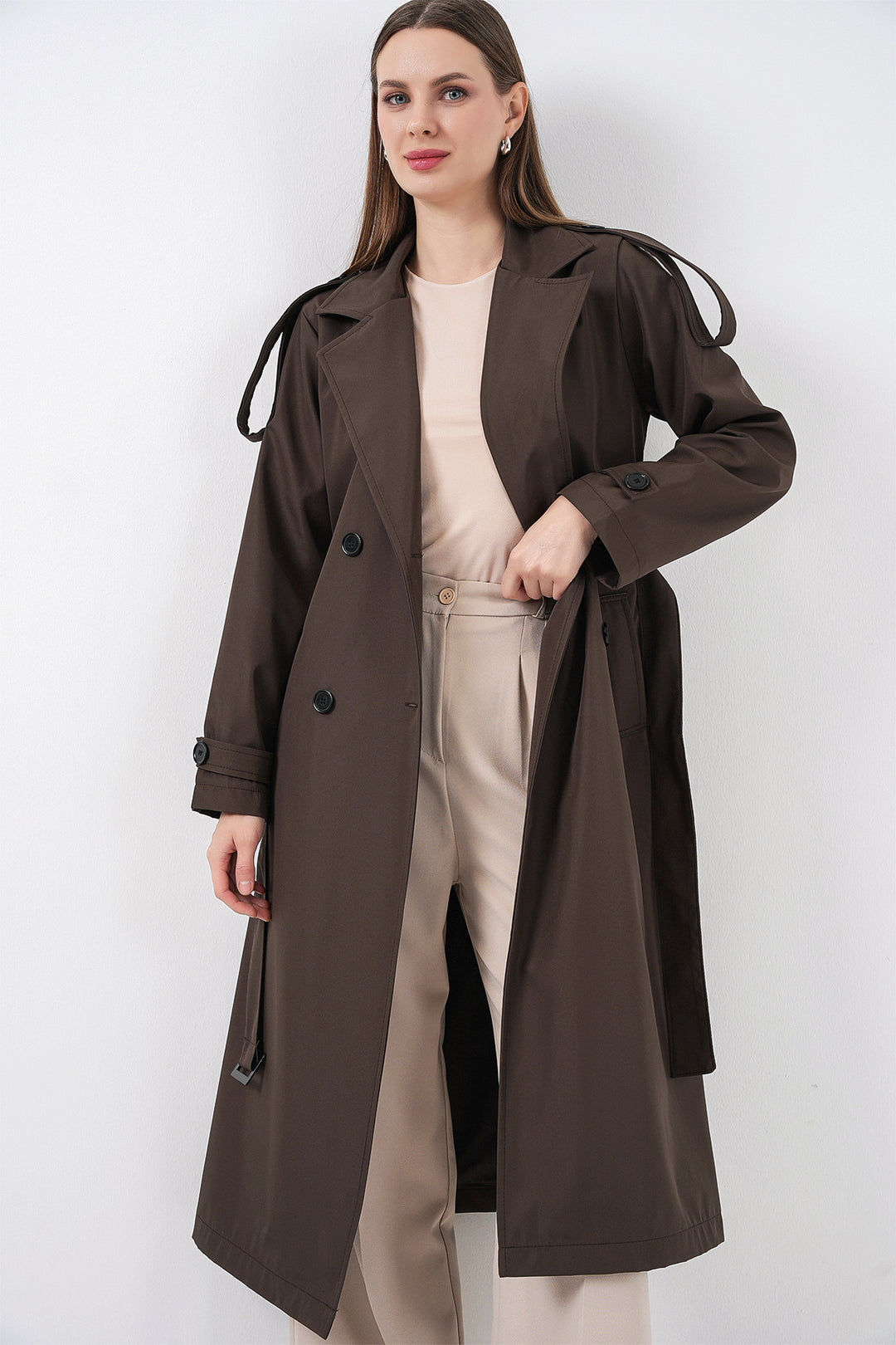 Bigdart Trench Long Croisé 5941 - Marron
