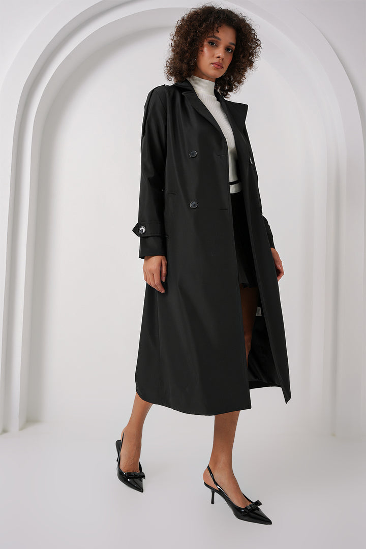 Bigdart 5941 Manteau trench croisé long - Noir