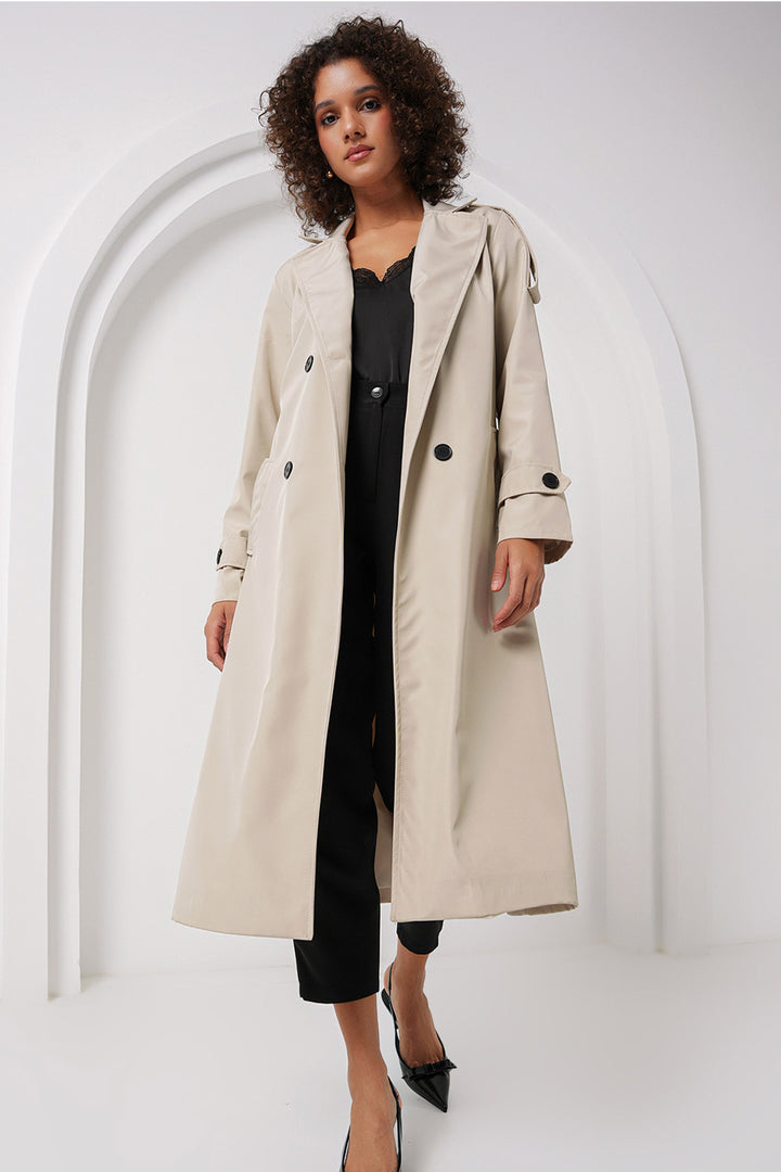 Bigdart 5941 Trench-coat croisé long - taş