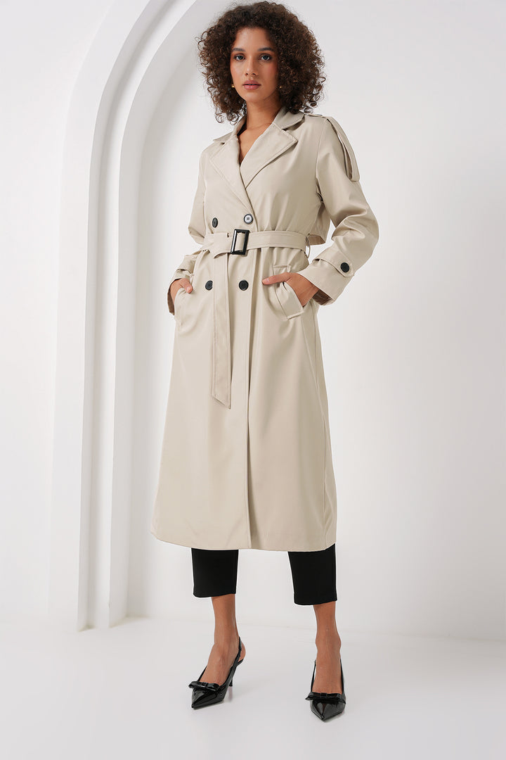 Bigdart 5941 Trench-coat croisé long - taş