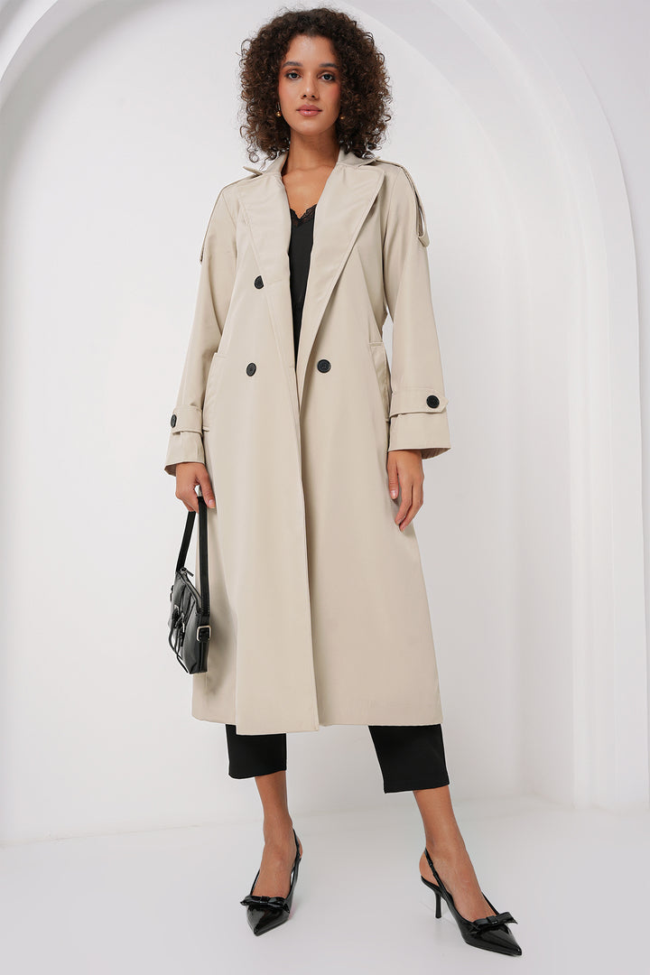 Bigdart 5941 Trench-coat croisé long - taş