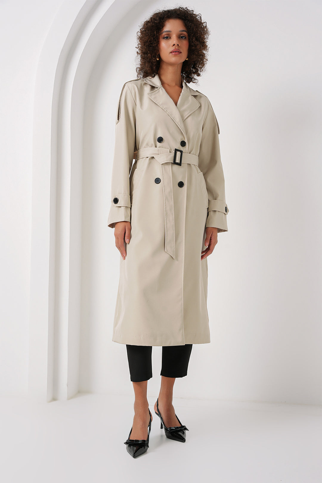 Bigdart 5941 Trench-coat croisé long - taş