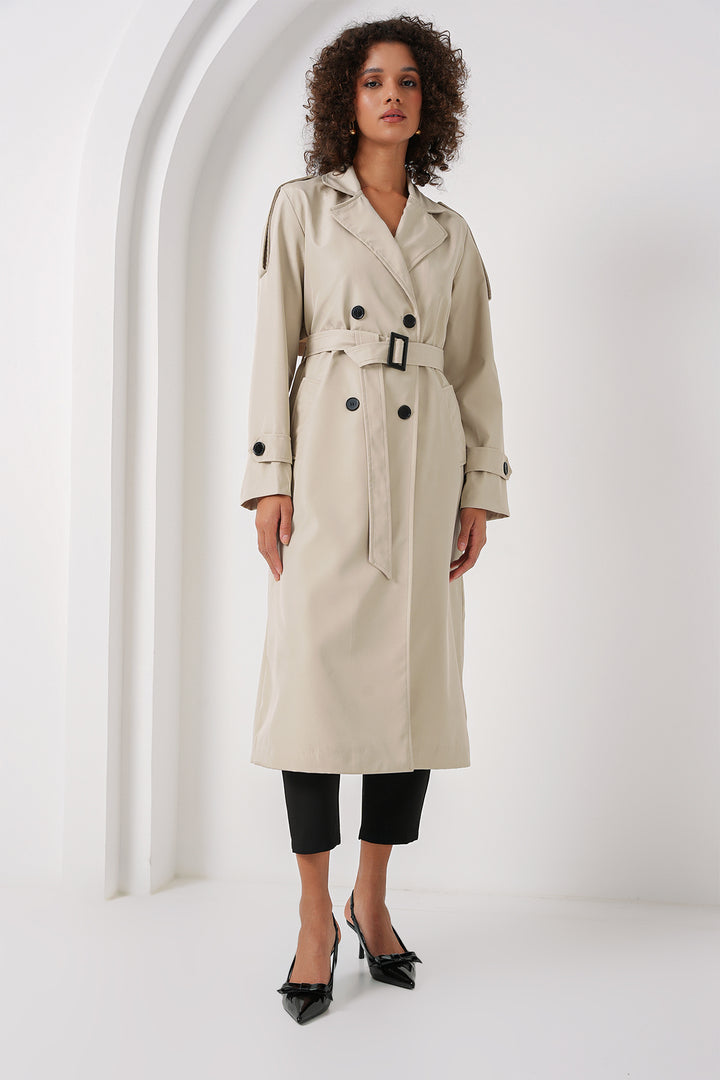 Bigdart 5941 Trench-coat croisé long - taş
