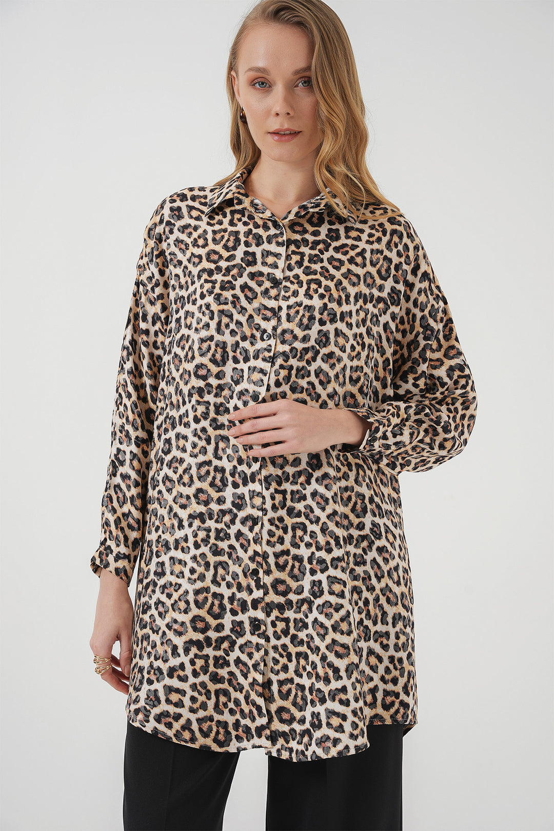 Bigdart 5944 Chemisier long à motifs - Beige