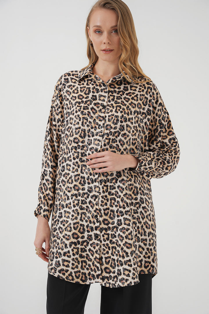 Bigdart 5944 Chemisier long à motifs - Beige