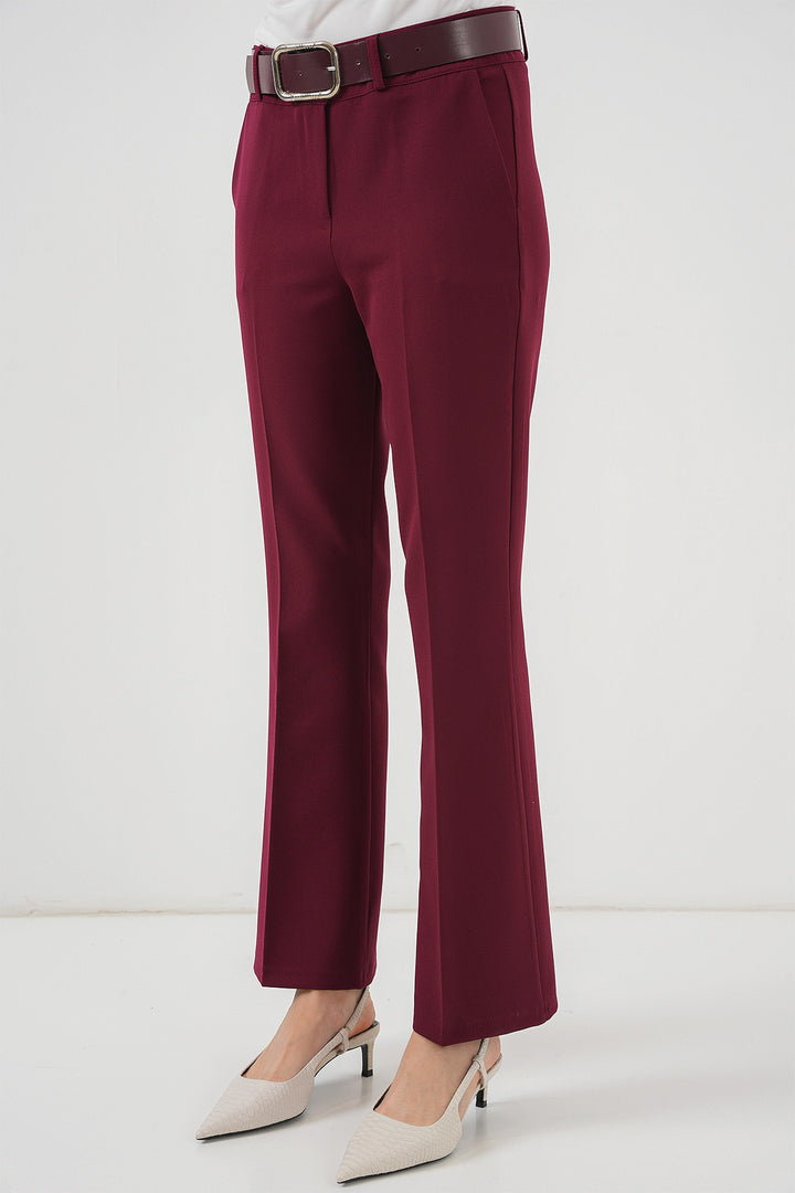 Bigdart Pantalon à Jambes Évasées Ceinturé 6538 - Bordeaux