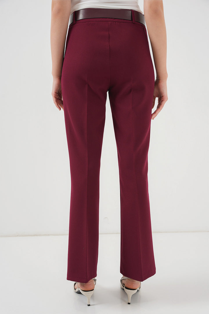 Bigdart Pantalon à Jambes Évasées Ceinturé 6538 - Bordeaux