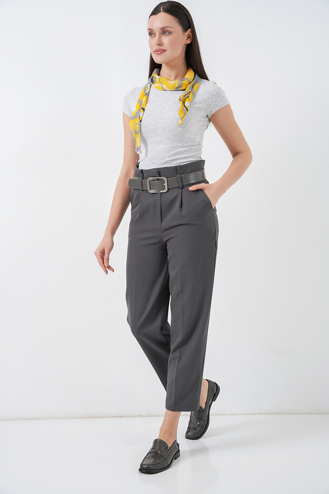 Bigdart Pantalon en Tissu avec Ceinture 6556 - Anthracite