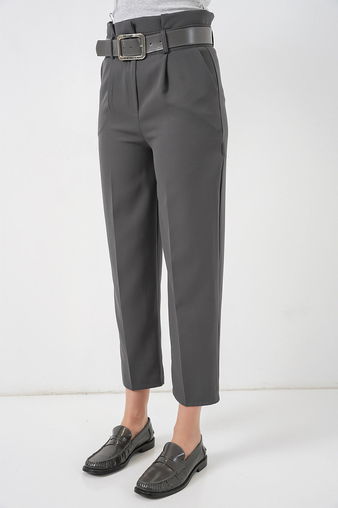 Bigdart Pantalon en Tissu avec Ceinture 6556 - Anthracite