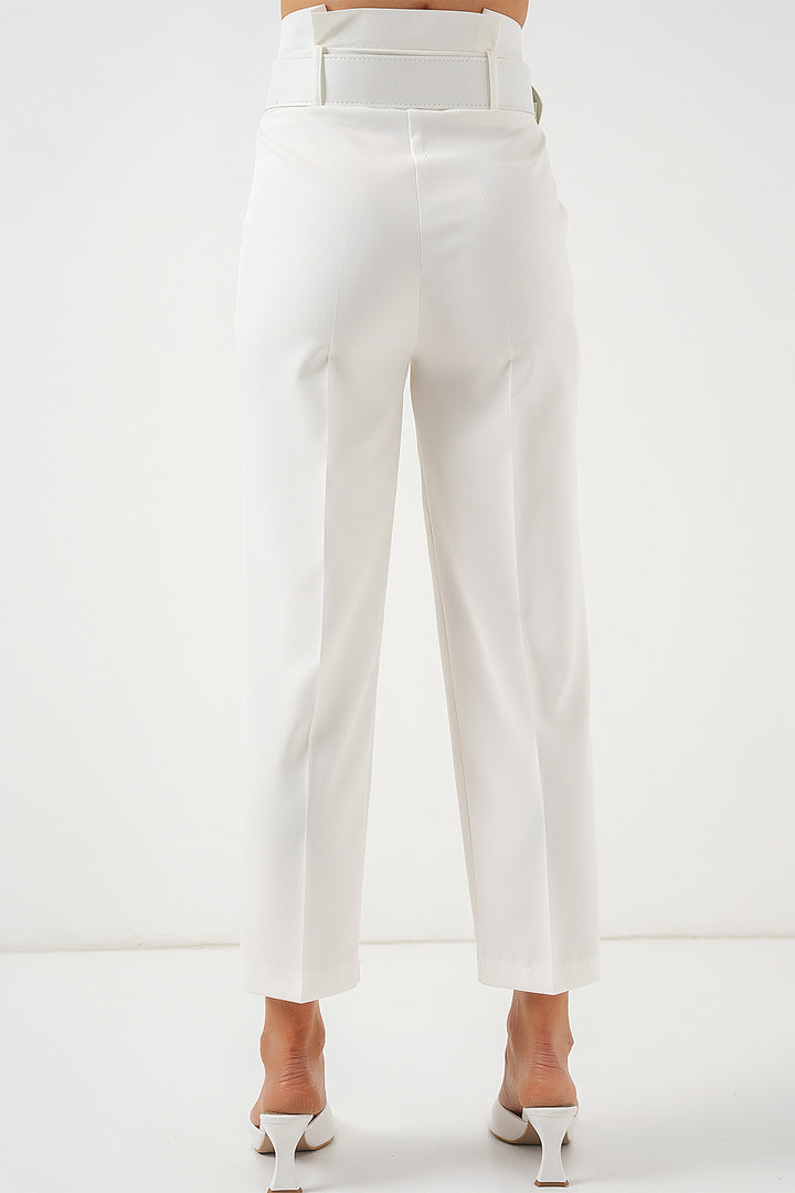 Bigdart Pantalon en Tissu à Ceinture 6556 - Écru
