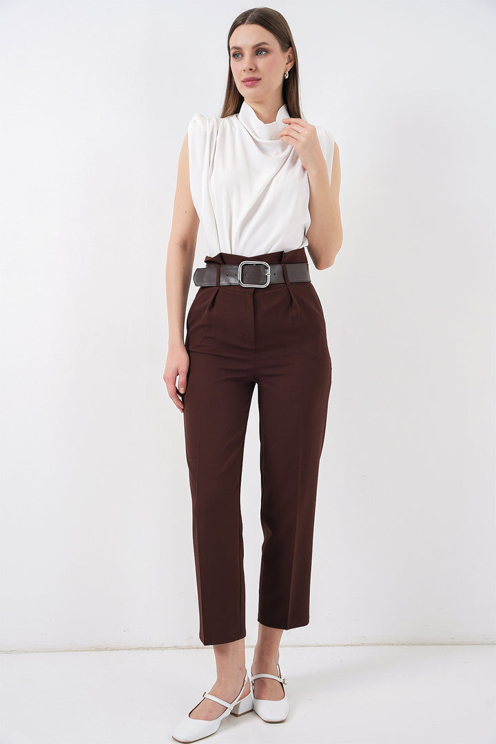 Bigdart 6556 Pantalon en Tissu Ceinturé - Marron