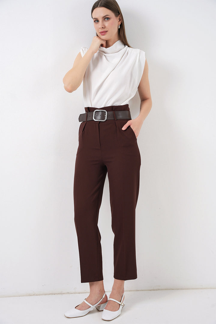 Bigdart 6556 Pantalon en Tissu Ceinturé - Marron