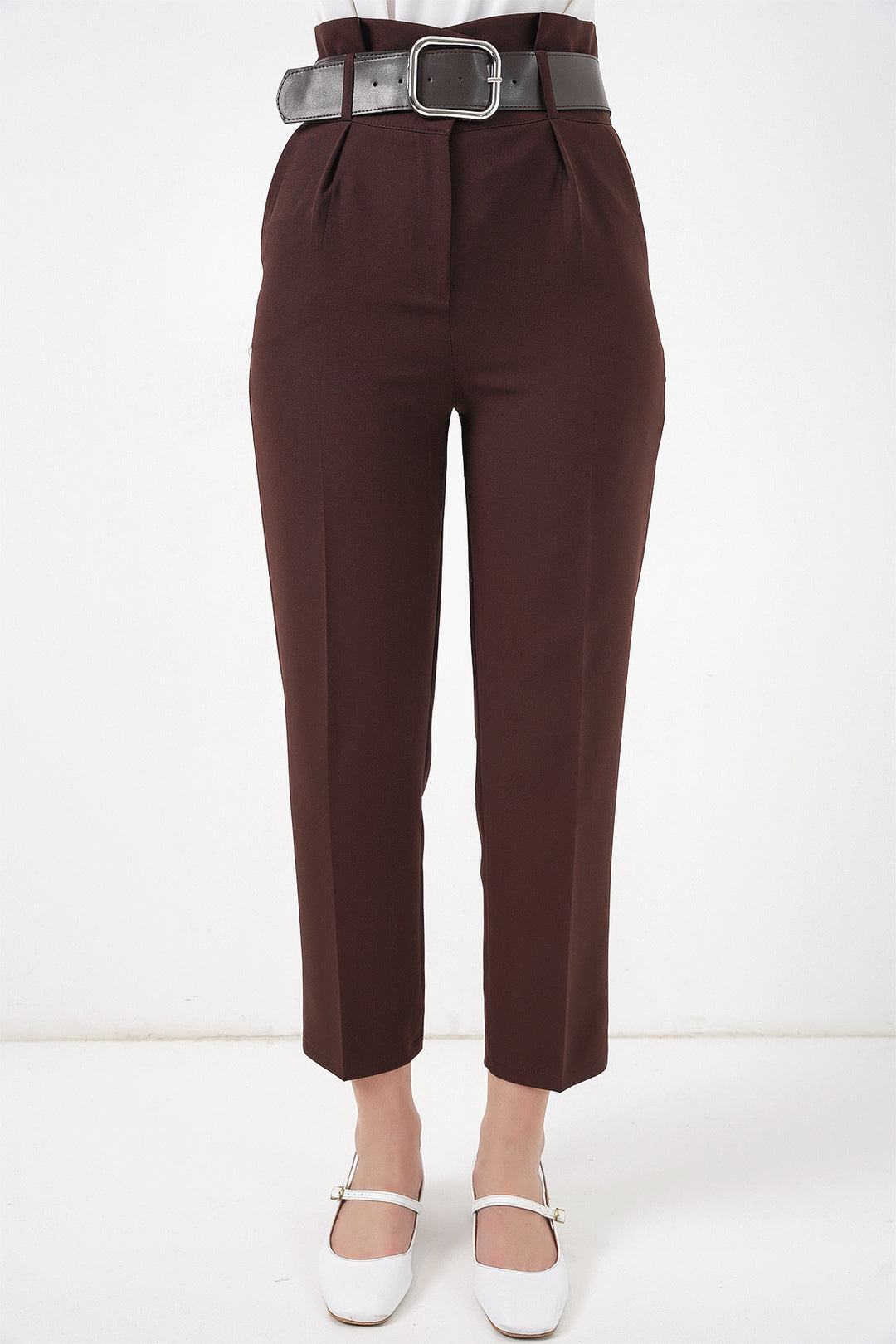 Bigdart 6556 Pantalon en Tissu Ceinturé - Marron