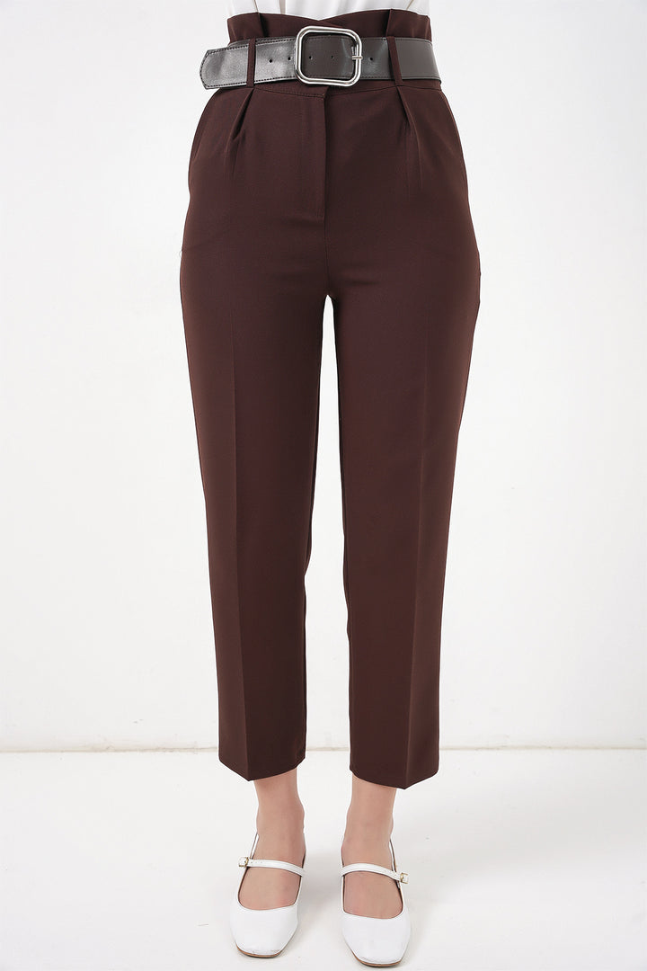 Bigdart 6556 Pantalon en Tissu Ceinturé - Marron