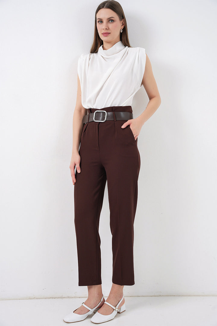 Bigdart 6556 Pantalon en Tissu Ceinturé - Marron