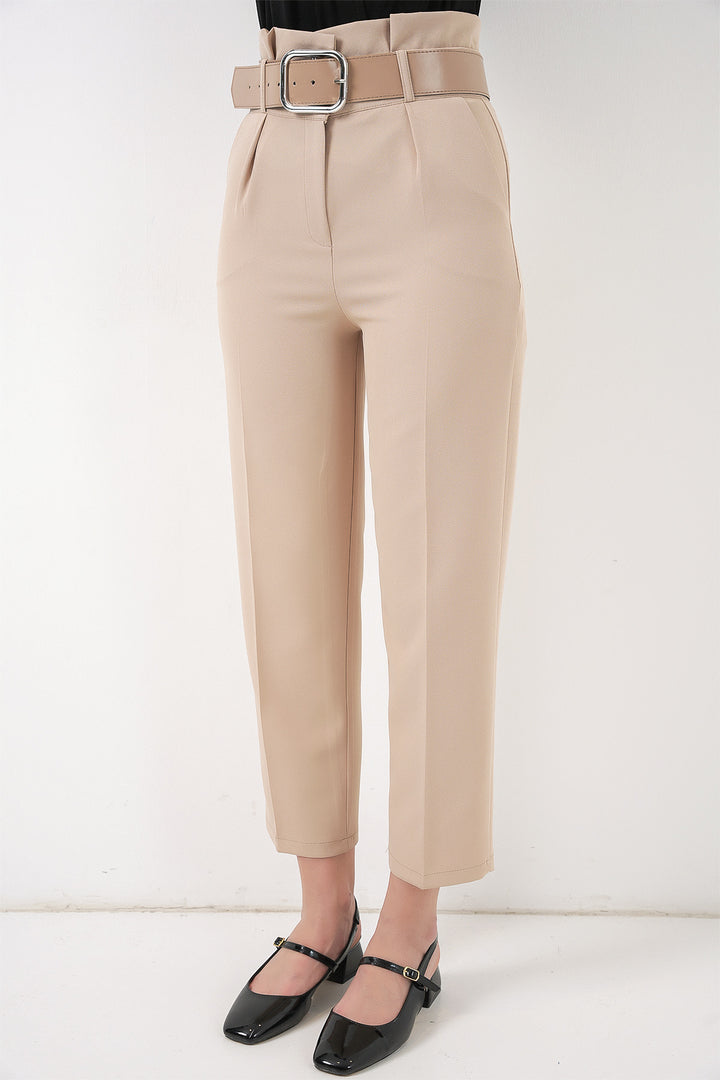 Bigdart Pantalon en tissu ceinturé 6556 - Crème