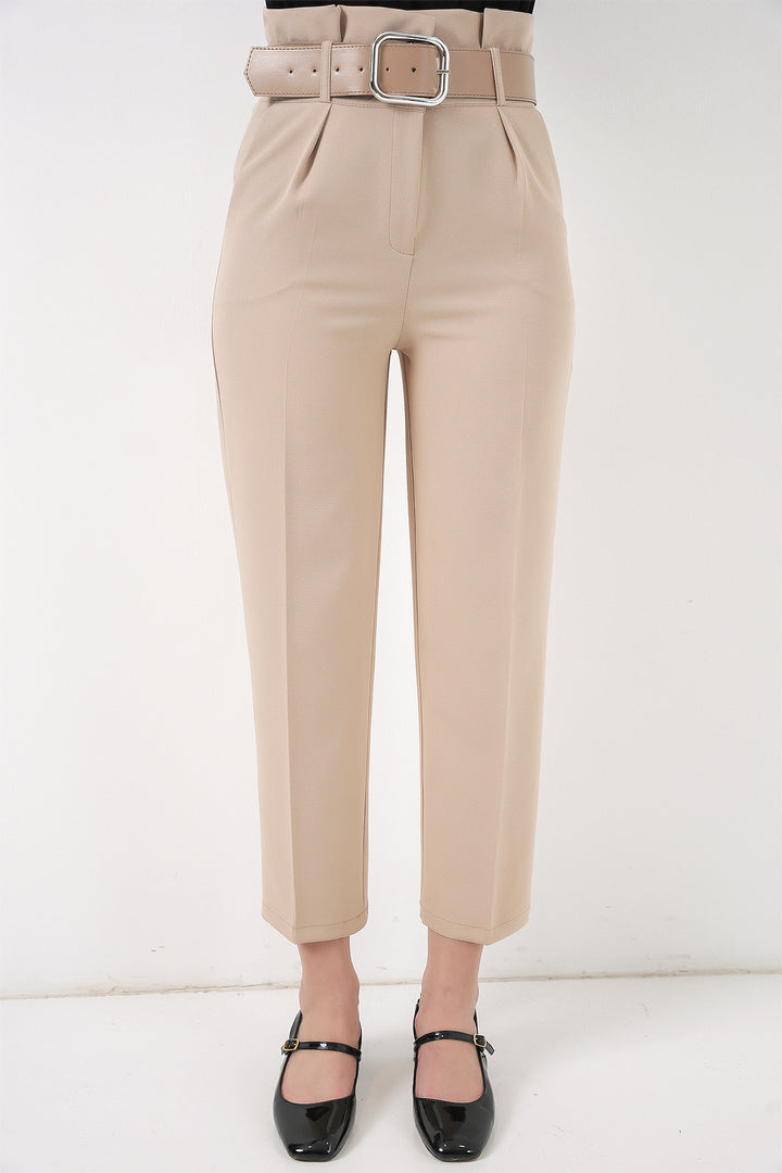 Bigdart Pantalon en tissu ceinturé 6556 - Crème