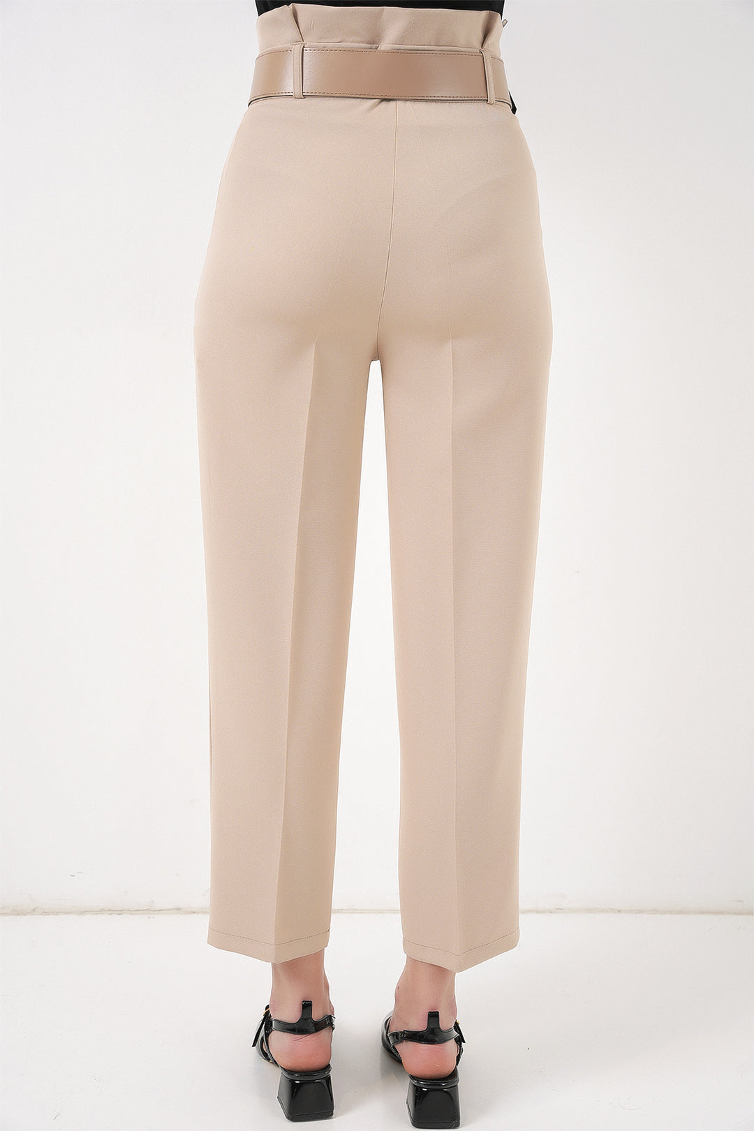 Bigdart Pantalon en tissu ceinturé 6556 - Crème