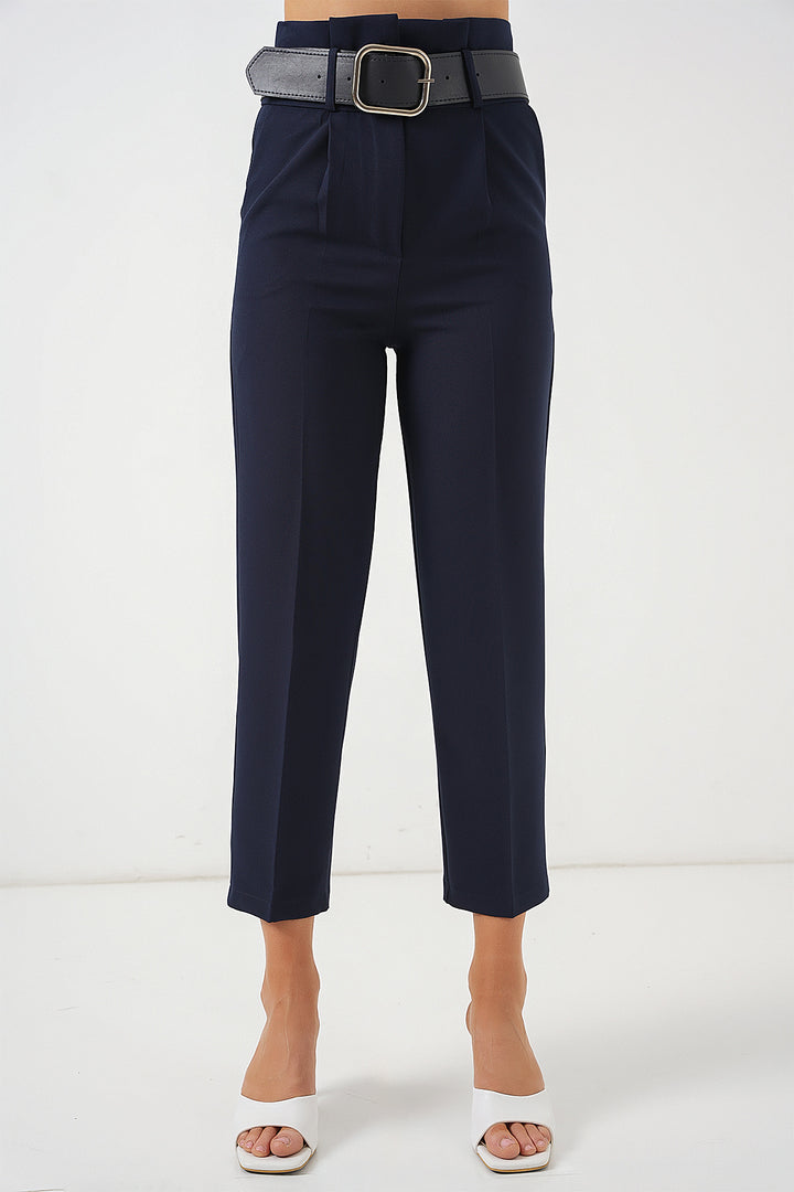 Bigdart Pantalon en tissu avec ceinture 6556 - Bleu marine