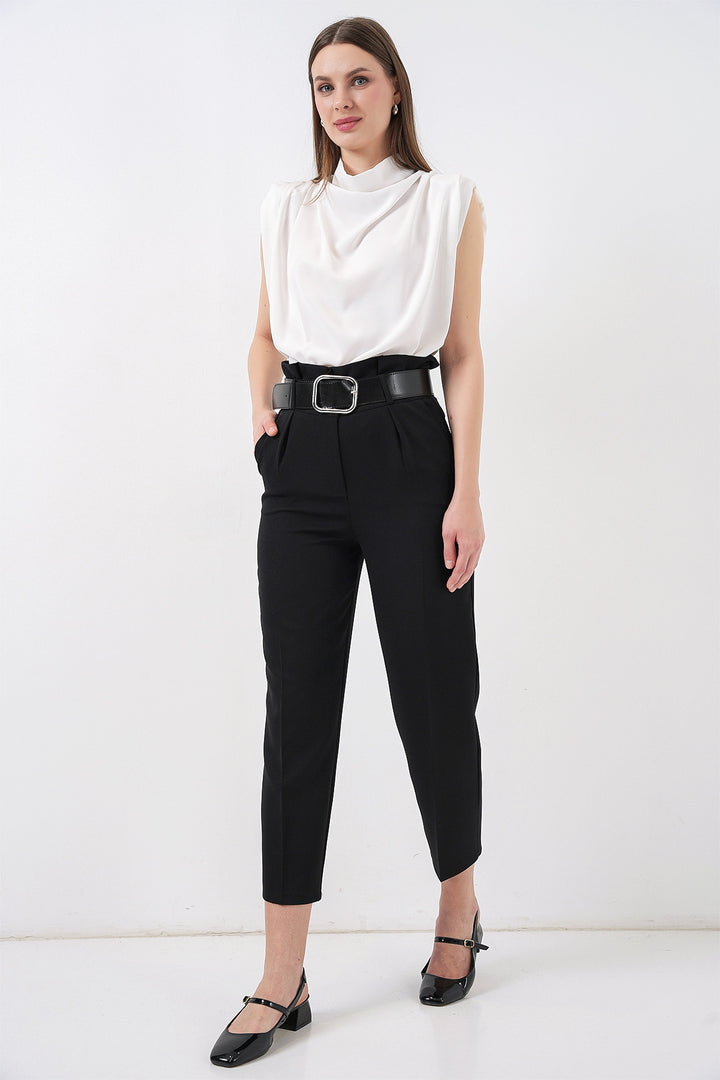 Bigdart 6556 Pantalon en Tissu Ceinturé - Noir