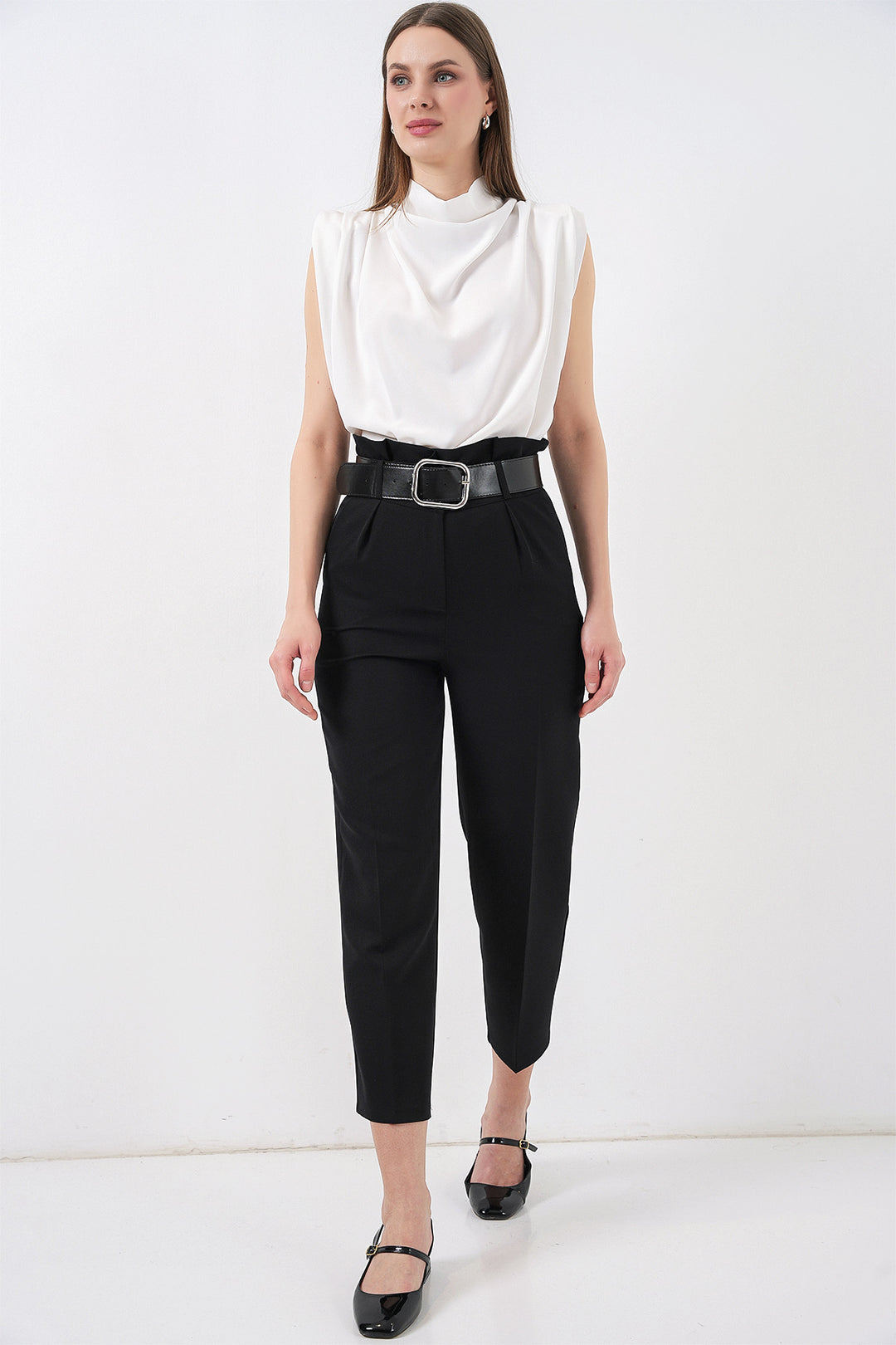 Bigdart 6556 Pantalon en Tissu Ceinturé - Noir