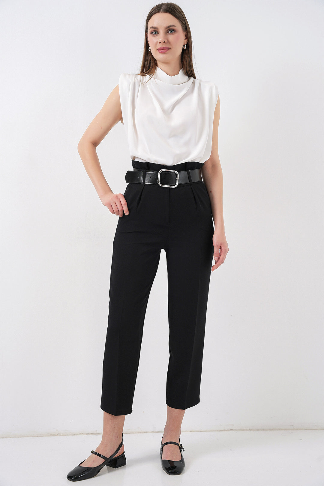 Bigdart 6556 Pantalon en Tissu Ceinturé - Noir