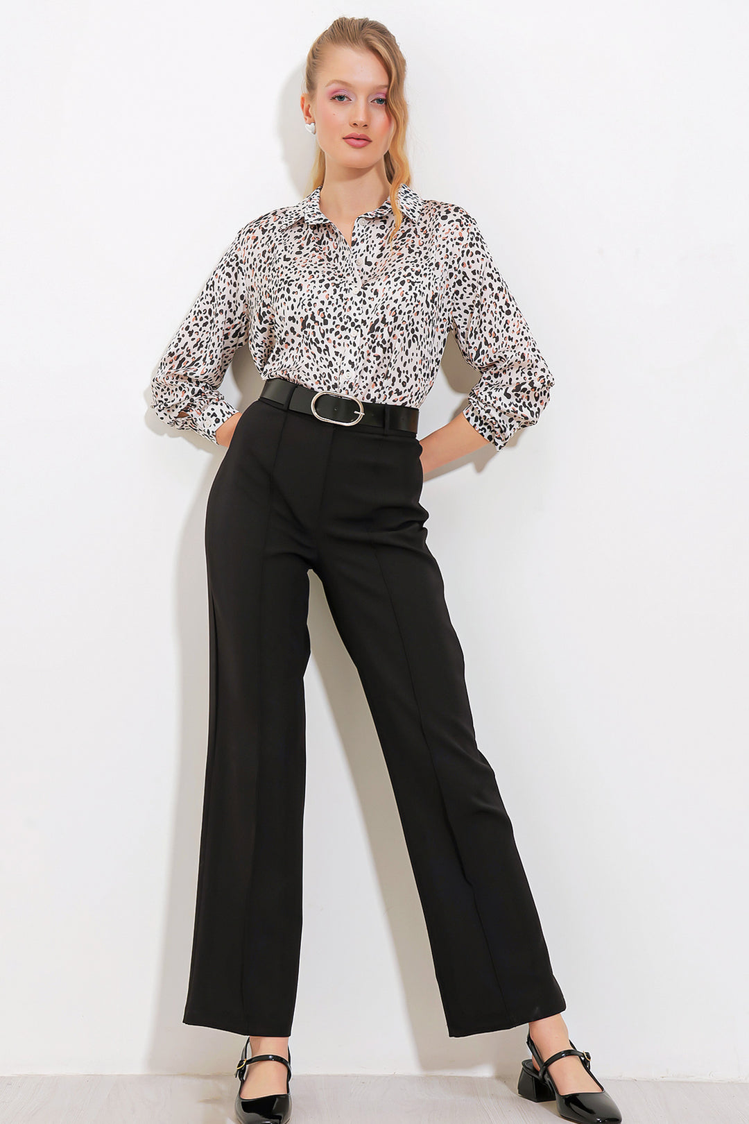 Bigdart Pantalon en tissu taille haute noir pour femme 6584 - Noir