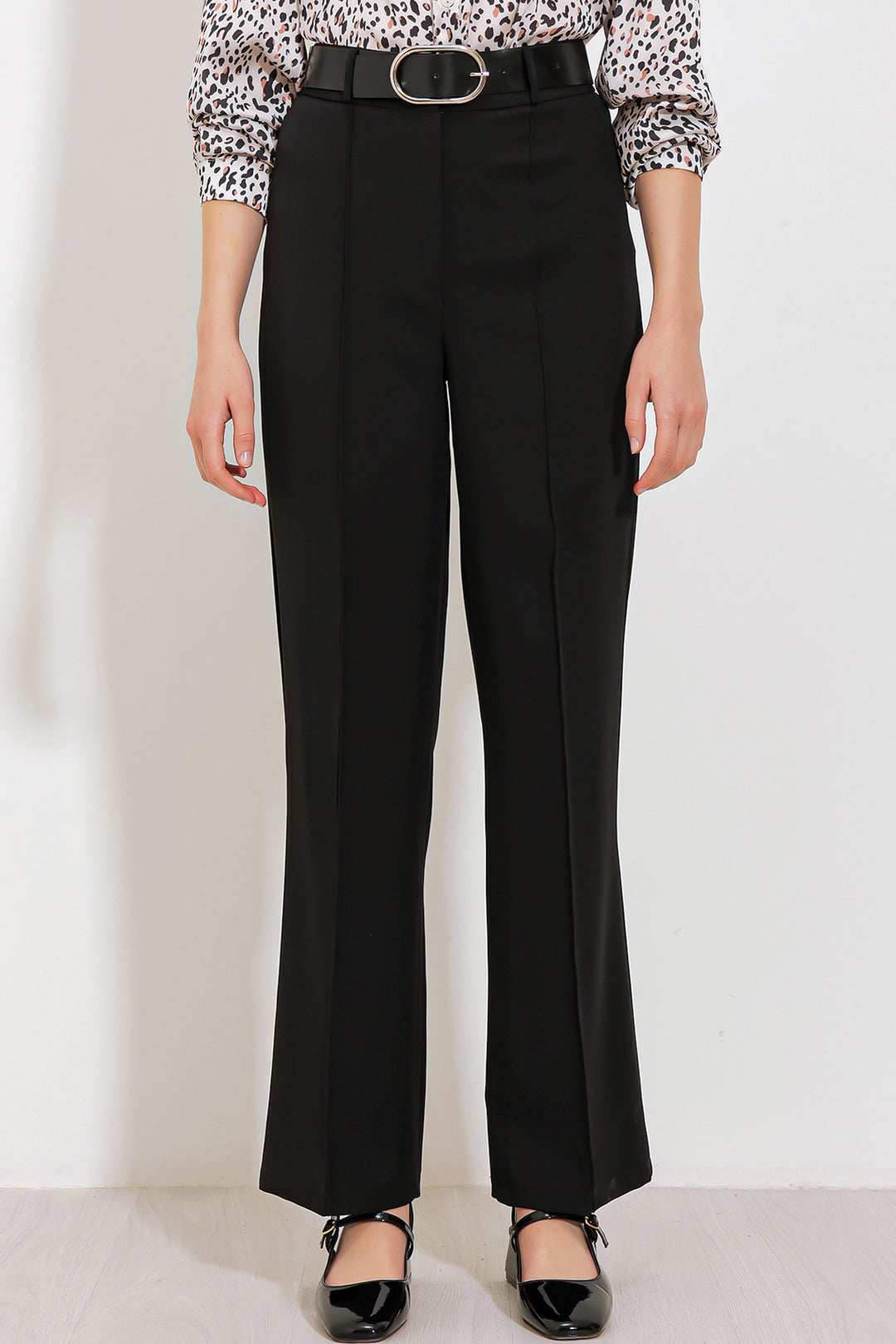 Bigdart Pantalon en tissu taille haute noir pour femme 6584 - Noir