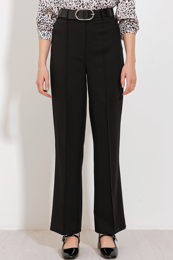 Bigdart Pantalon en tissu taille haute noir pour femme 6584 - Noir