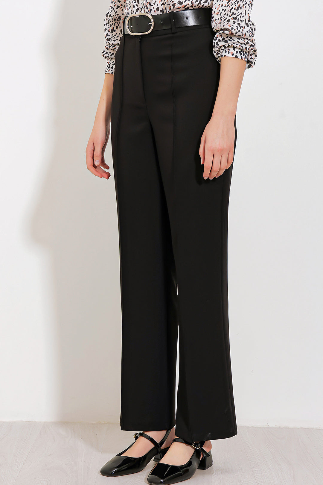 Bigdart Pantalon en tissu taille haute noir pour femme 6584 - Noir