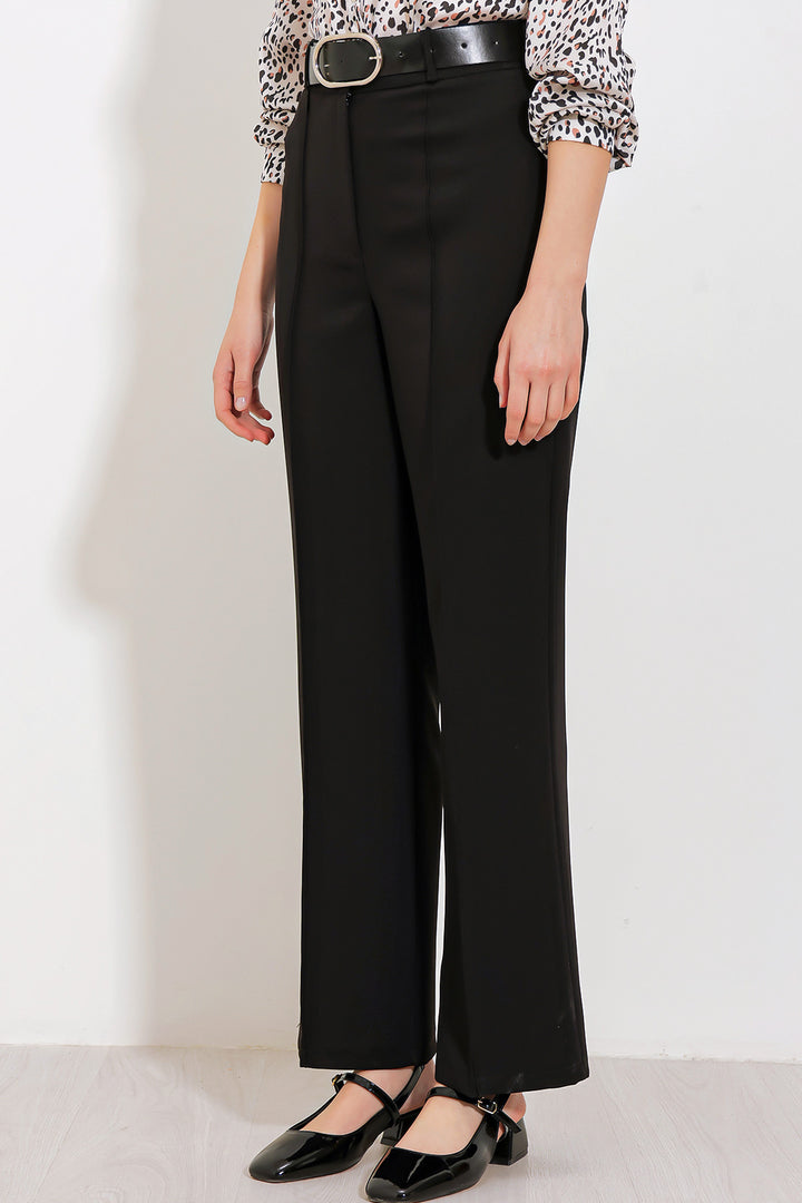 Bigdart Pantalon en tissu taille haute noir pour femme 6584 - Noir