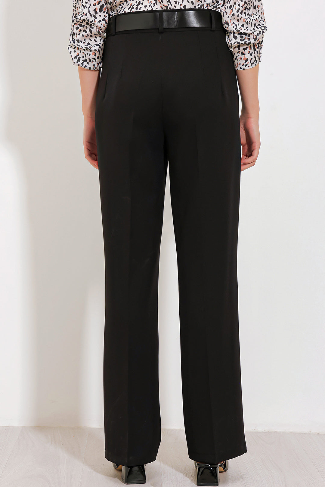 Bigdart Pantalon en tissu taille haute noir pour femme 6584 - Noir