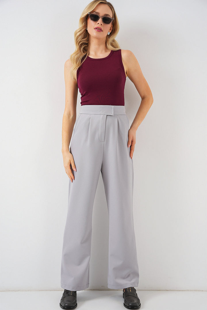 Bigdart Pantalon en tissu taille haute 6612 - Gris