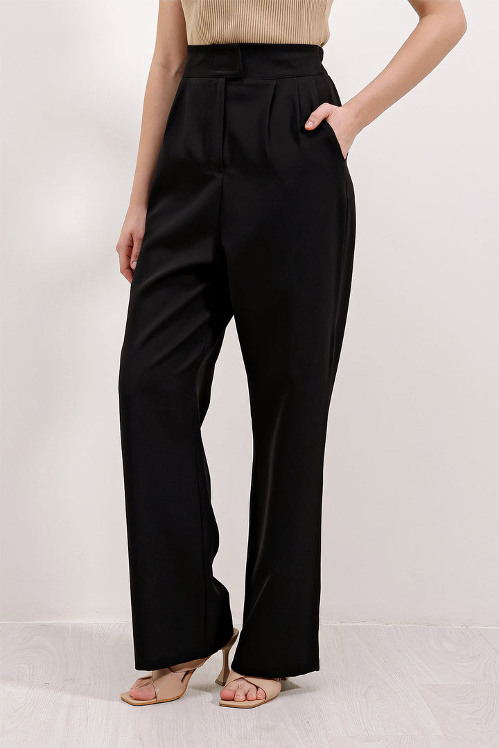 Bigdart Pantalon en tissu taille haute noir pour femme 6612 - Noir