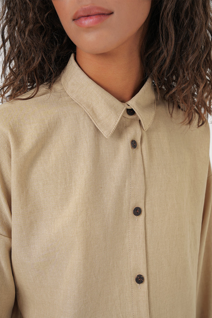Bigdart Ensemble en lin oversize pour femmes 6622 - Beige