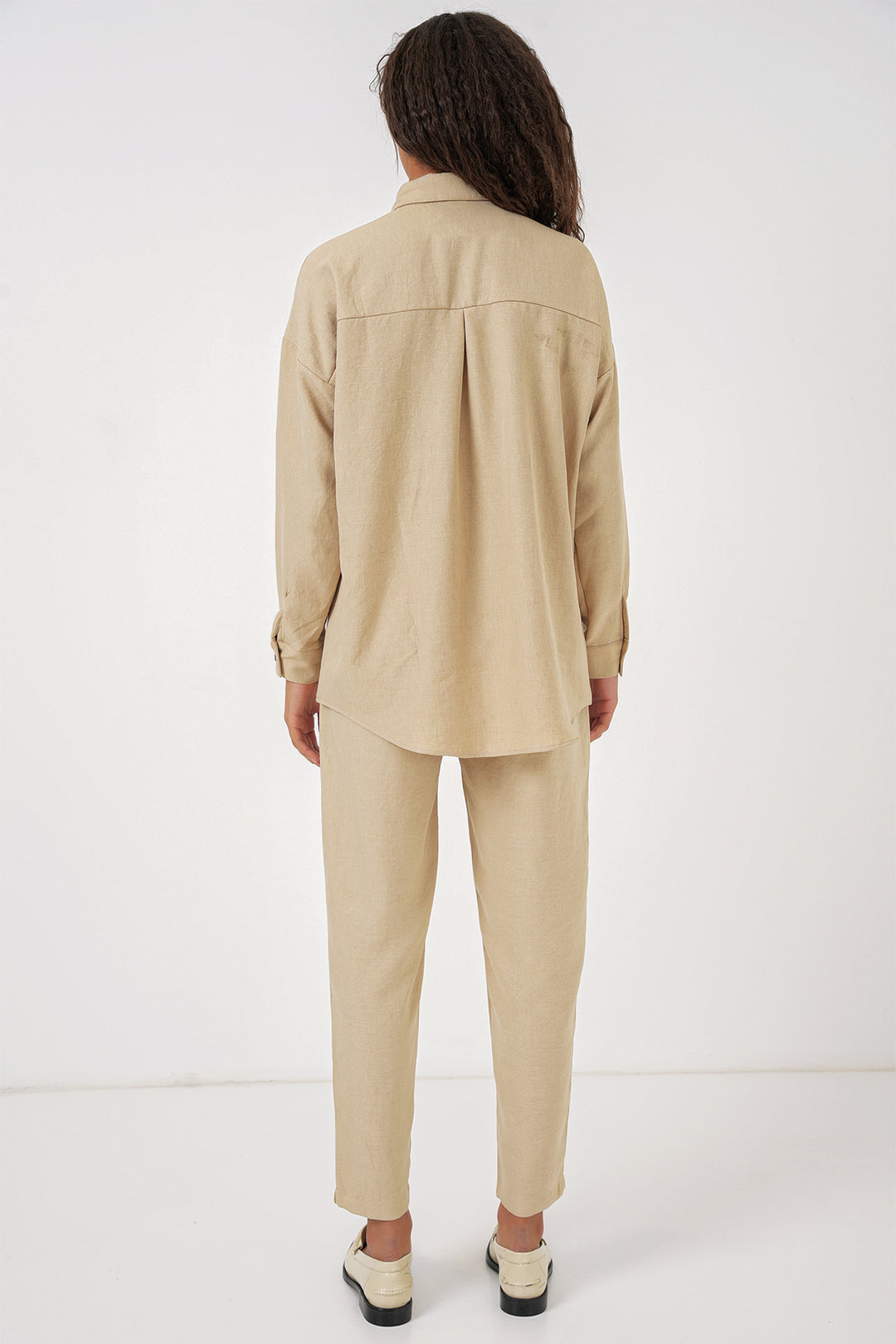 Bigdart Femme Ensemble Oversize en Lin Beige 6622 - Beige