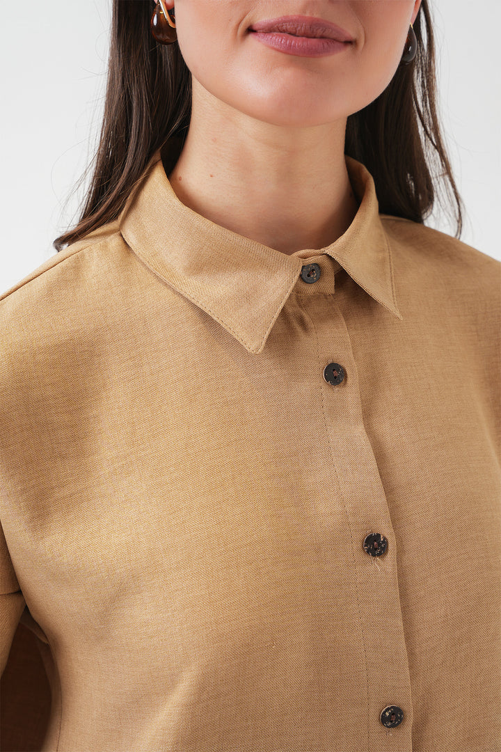 Bigdart Ensemble femme en lin oversize camel 6622