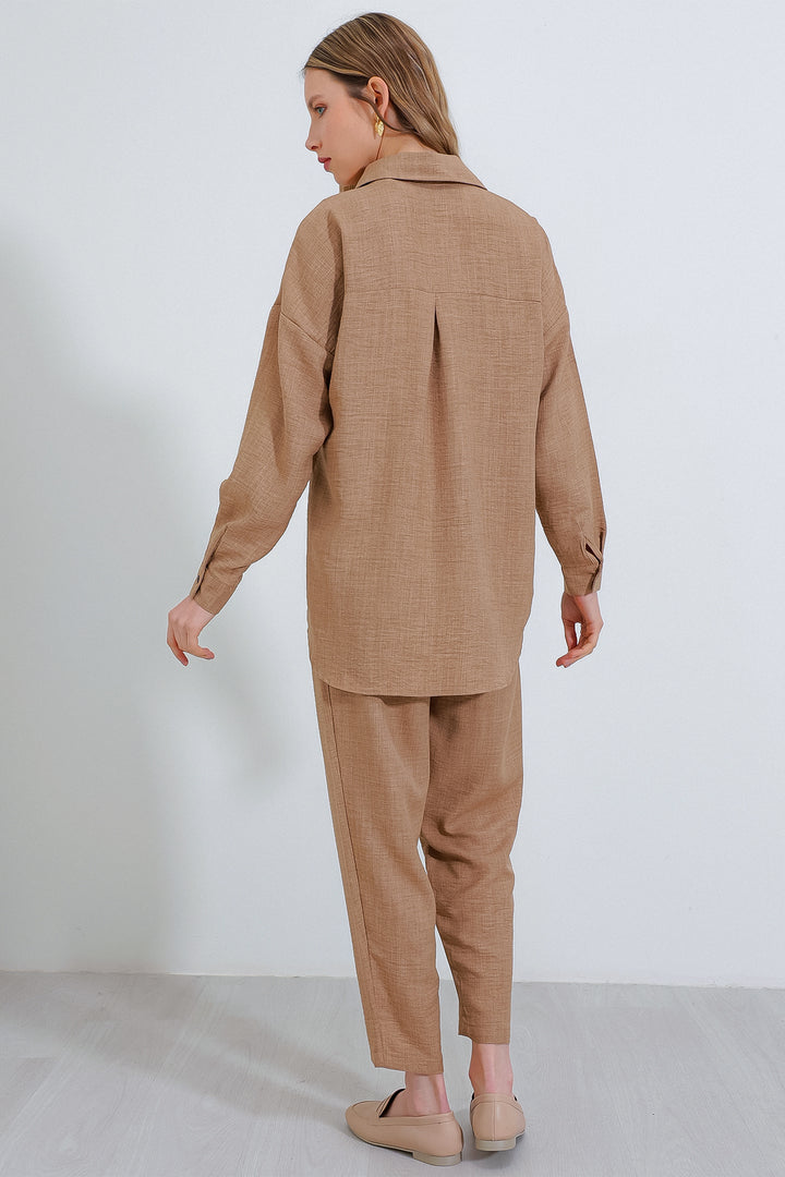 Bigdart Ensemble femme en lin oversize camel 6622