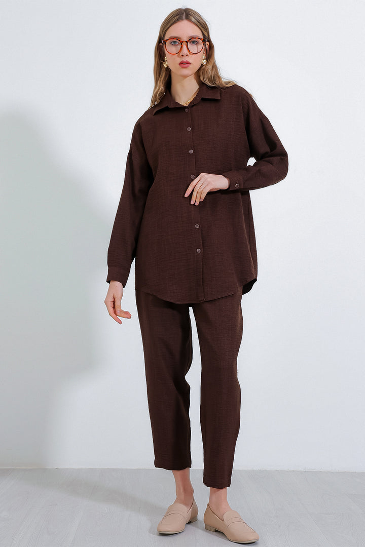 Bigdart Ensemble oversize en lin marron pour femme 6622 - Marron