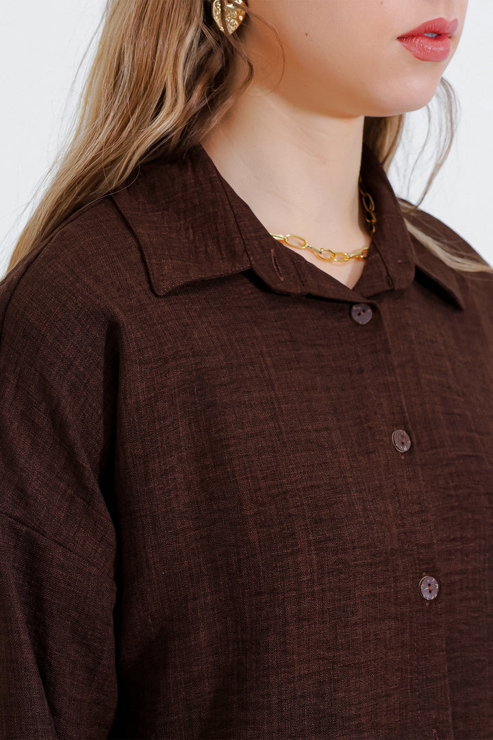 Bigdart Ensemble oversize en lin marron pour femme 6622 - Marron