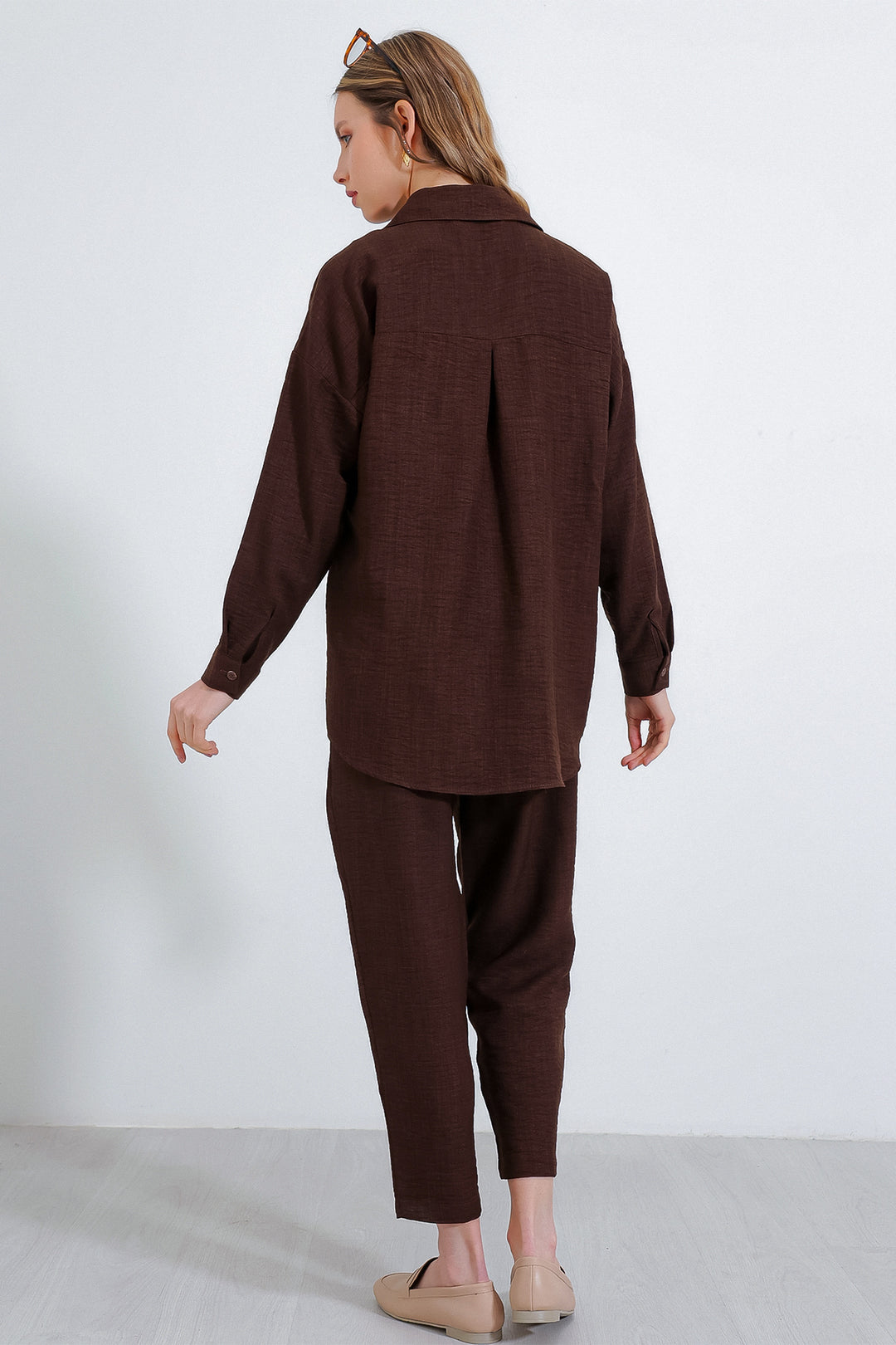 Bigdart Ensemble oversize en lin marron pour femme 6622 - Marron