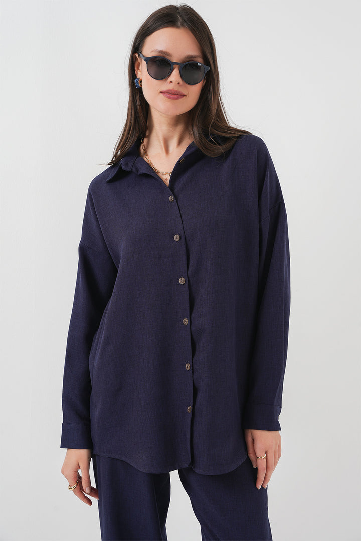 Bigdart 6622 Ensemble en Lin - Bleu marine